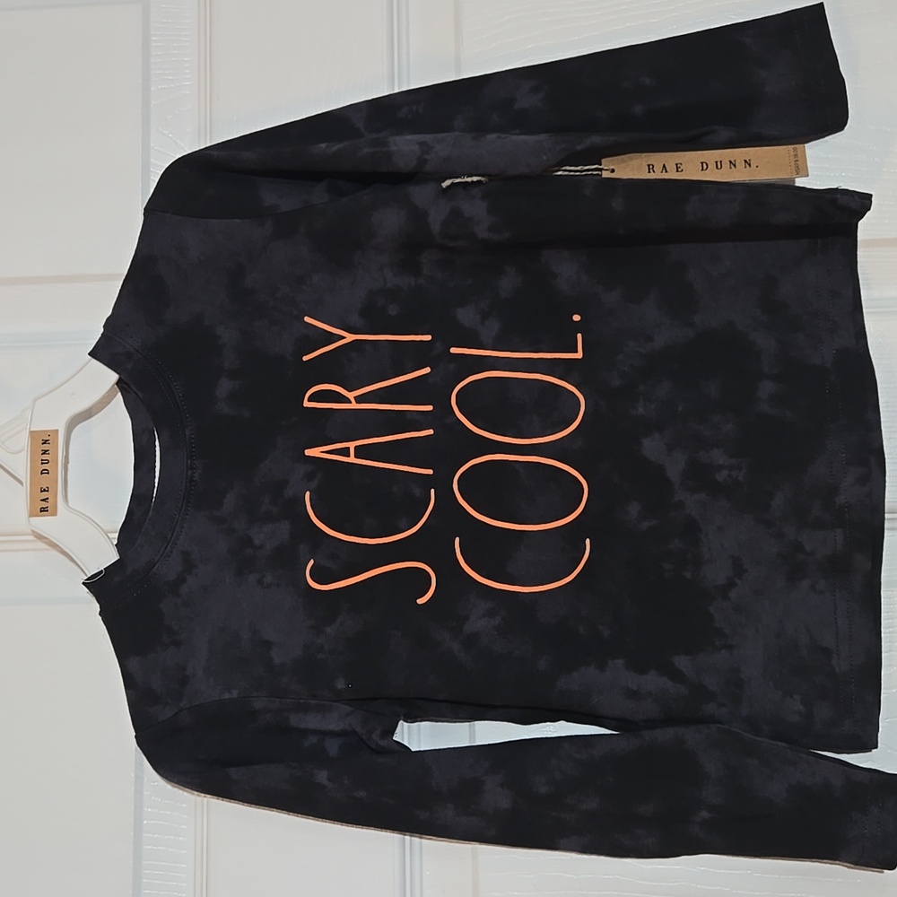 Rae Dunn Black Orange Kids Shirt - Scary Cool Size 5 New